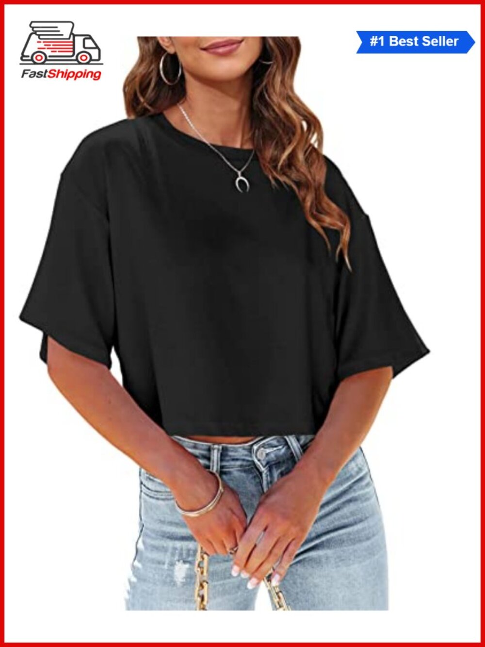 ✨Womens Summer Crop Top Half Sleeve Casual Cropped T-Shirt Relax Fit